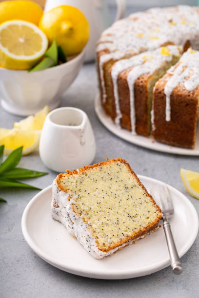 istock Lemon Poppy Seed Pound Cake with powdered sugar glaze 1350034389