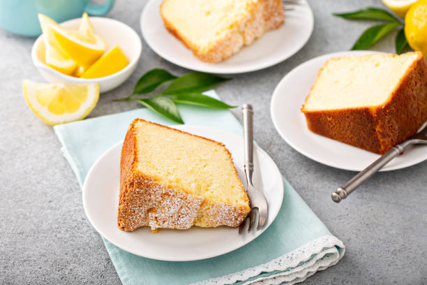 istock Traditional vanilla pound cake with lemon, Bundt cake 1350034435