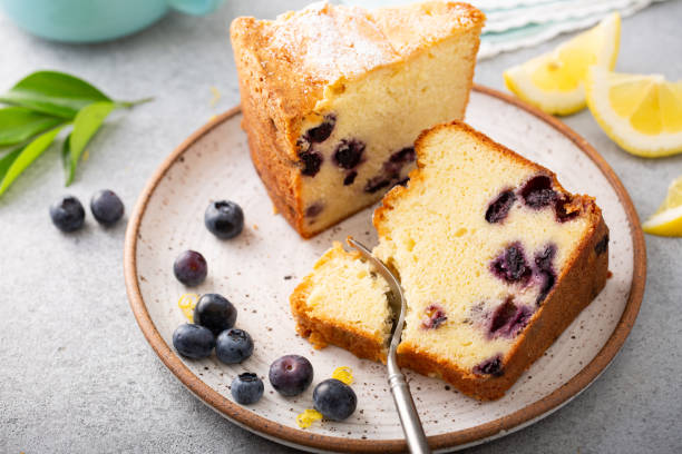 istock Traditional lemon blueberry pound cake, Bundt cake 1350034442
