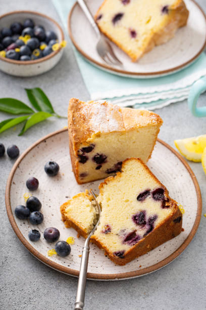 istock Traditional lemon blueberry pound cake, Bundt cake 1350034443