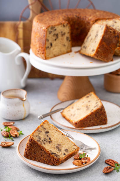 istock Traditional brown sugar pecan cake, bundt pan 1350034449