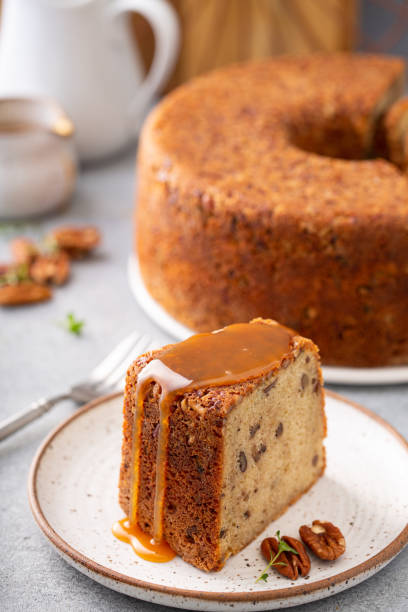 Traditional brown sugar pecan cake, bundt pan