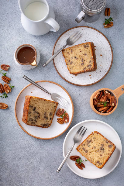 istock Traditional brown sugar pecan cake, bundt pan 1350034463