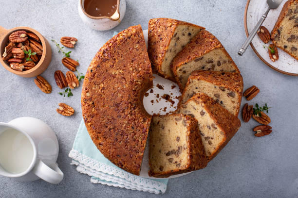 Traditional brown sugar pecan cake, bundt pan