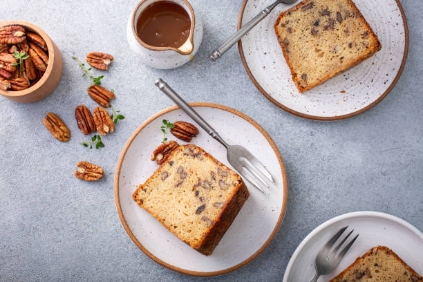 istock Traditional brown sugar pecan cake, bundt pan 1350034469