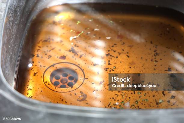 The Kitchen Sink Is Clogged And The Water Does Not Run Down The Drain Stock Photo - Download Image Now