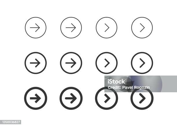Circle Arrow Next Button Jpg Right Line Symbol In Vector Flat Stok Vektör Sanatı & Ok İşareti‘nin Daha Fazla Görseli