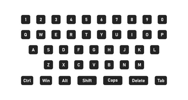 Computer button. Keyboard concept. Letter button isolated. Web key symbol in vector flat Computer button. Keyboard concept. Letter button isolated. Web key symbol in vector flat style. computer keyboard keys stock illustrations