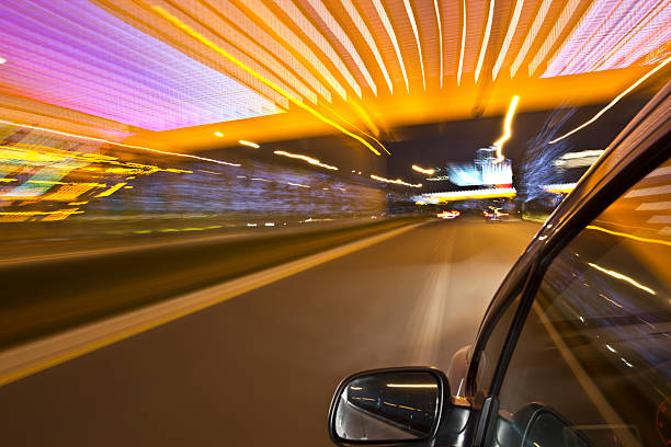 Night driving stock photo