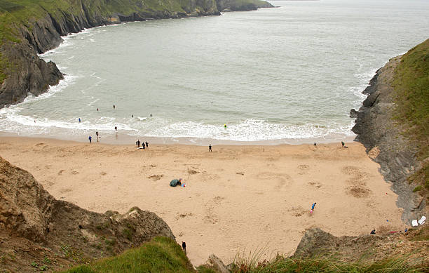 istock Almost Deserted sandy beach in Wales 135005657