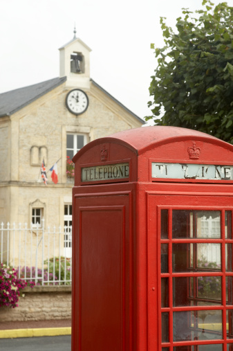 British telephone box in rural France