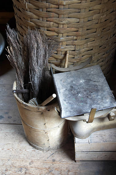 istock Old fashioned broom in bucket 135006356