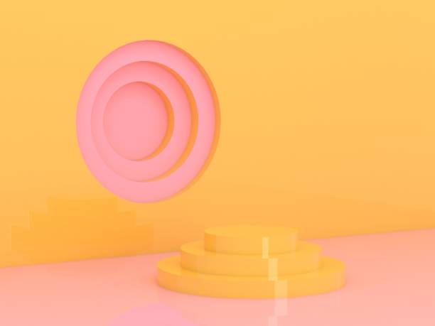 istock 3D Render of Abstract Yellow pink  Composition with Podium 1350063959