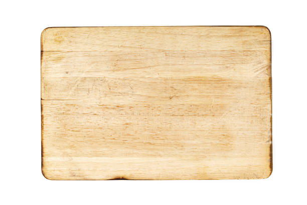 istock Wooden cutting board on a white background 1350063991