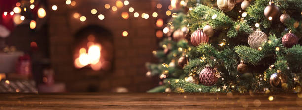 istock Christmas Tree with Brown Balls and Stars. Home Decor 1350065050