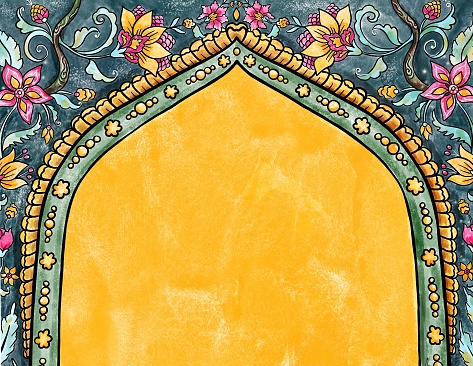 Indian style ornamental background template for invitation, cards, banners