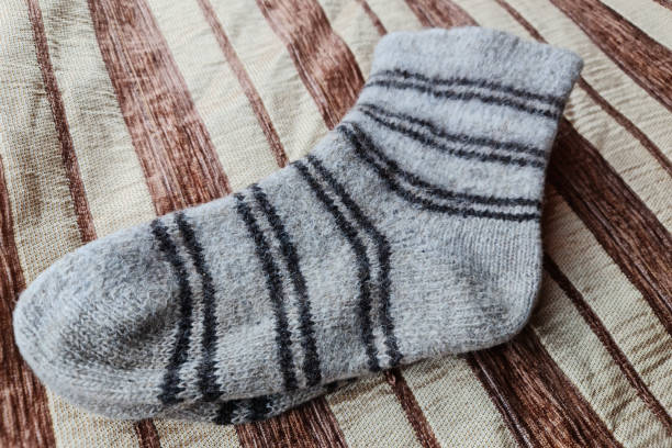 istock The Warm woolen winter socks. Natural wool socks 1350066974