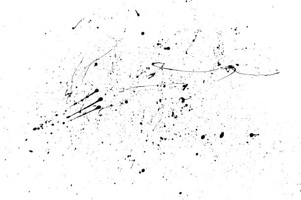 Black blobs isolated on white. Black blobs isolated on white. Ink splash. Brushes droplets. Grainy texture background. Digitally generated image. Vector illustration, EPS 10. stain test stock illustrations