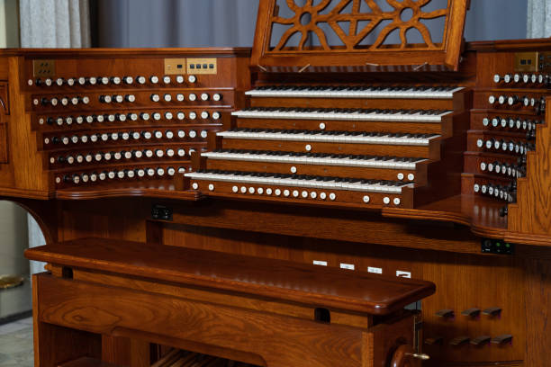 istock Pipe Organ Keyboards in the Church 1350068476