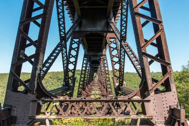 Photo of Destroyed historic Kinzua railway bridge after a Tornado went through, Pennsylvania