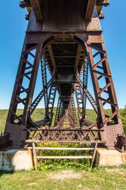 Photo of Destroyed historic Kinzua railway bridge after a Tornado went through, Pennsylvania