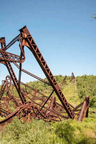 Photo of Destroyed historic Kinzua railway bridge after a Tornado went through, Pennsylvania