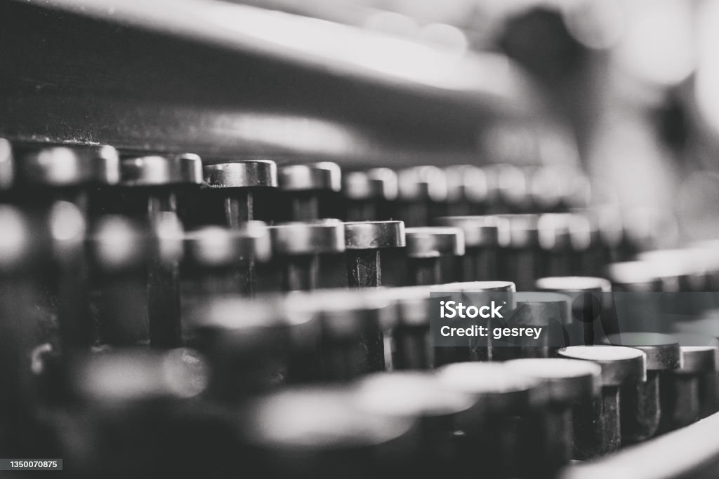 Vintage typewriter keys for typing. Close up. Vintage typewriter keys for typing. Close up Typewriter Stock Photo