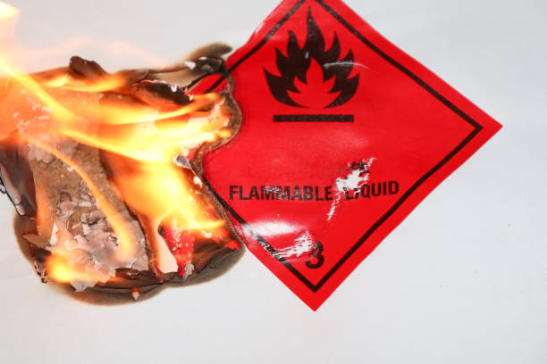 istock Flame is burning Flammable liquid symbol 1350071090