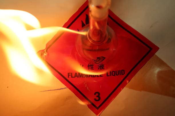 istock Flame is burning Flammable liquid symbol 1350071128