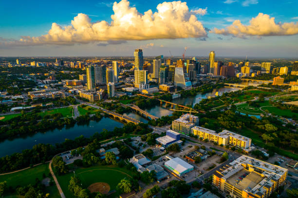 istock High View across entire Austin Texas Skyline at Snuset 1350071604