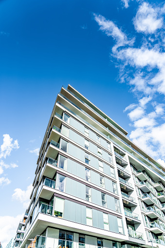 close up on modern rental apartment buildings