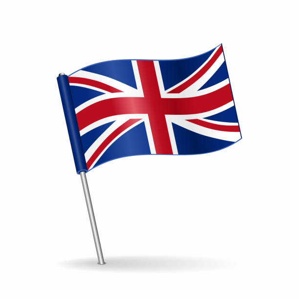 ilustrações, clipart, desenhos animados e ícones de layout do ponteiro do mapa da bandeira britânica. ilustração vetorial. - uk map british flag england