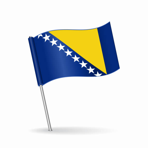 ilustrações, clipart, desenhos animados e ícones de layout do ponteiro do mapa da bandeira da bósnia herzegovinan. ilustração vetorial. - bosnia herzegovinan