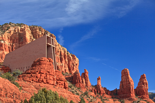 The famous Church of the Red Rocks in Sedona, Arizona.