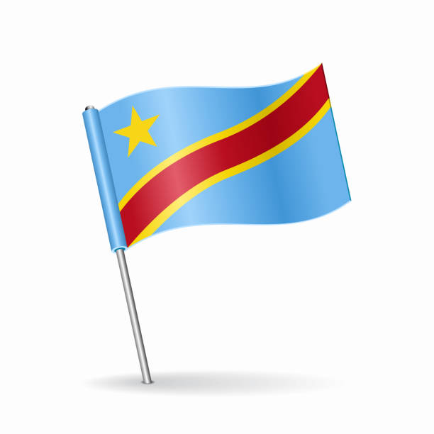 illustrazioni stock, clip art, cartoni animati e icone di tendenza di layout del puntatore della mappa della bandiera congolese. illustrazione vettoriale. - congolese flag