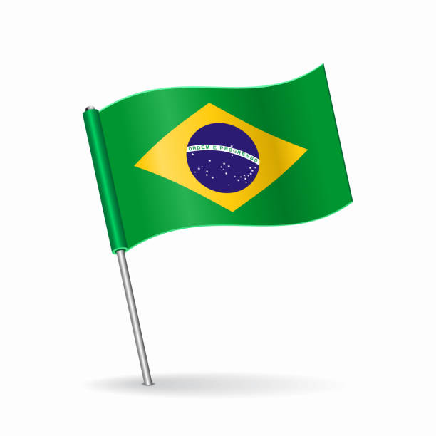ilustrações, clipart, desenhos animados e ícones de layout do ponteiro do mapa da bandeira do brasil. ilustração vetorial. - pennant flag party streamer