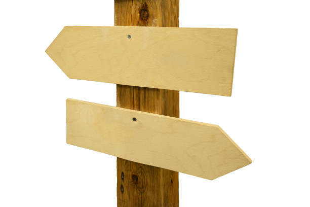 istock Wooden information index isolated on white. Wooden post with direction signs. Guidepost. 1350085463