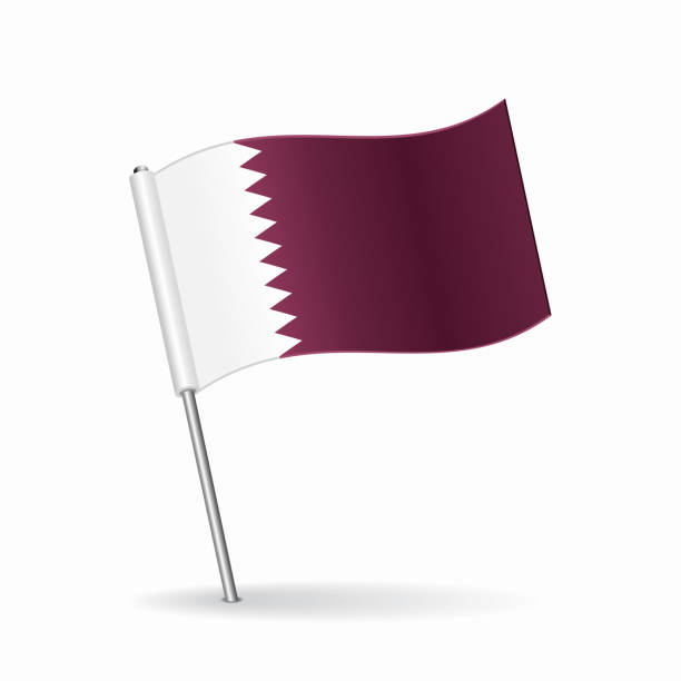 Qatari flag map pointer layout. Vector illustration. Qatari flag map pin pointer layout. Vector illustration. qatar flag stock illustrations