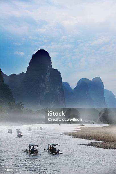Rafting On Li River Guilin China Stock Photo - Download Image Now - Adventure, Asia, Bamboo - Material