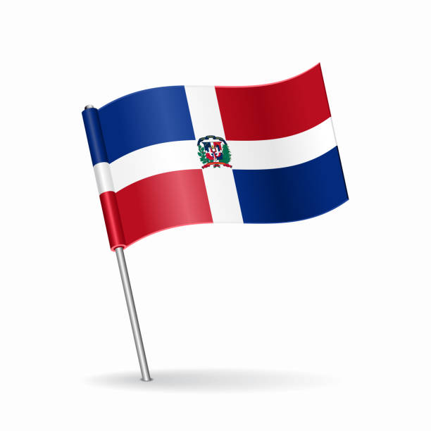 макет указателя флага доминиканской республики. векторная иллюстрация. - dominican flag stock illustrations