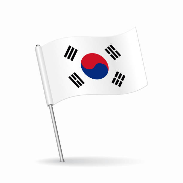 South Korean flag map pointer layout. Vector illustration. South Korean flag map pin pointer layout. Vector illustration. south korean flag stock illustrations