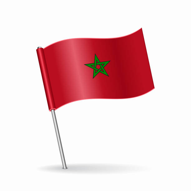 illustrazioni stock, clip art, cartoni animati e icone di tendenza di layout del puntatore della mappa della bandiera marocchina. illustrazione vettoriale. - moroccan flags