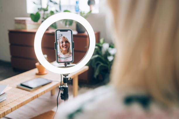 istock Young Woman Vlogging at Home 1350092746