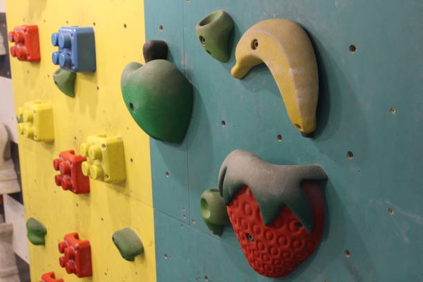 istock Close-up of a colorful climbing wall 1350094897