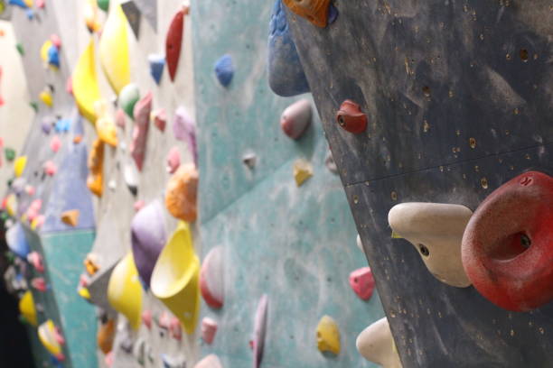 istock Close-up of a colorful climbing wall 1350094942