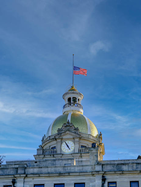 istock Half Mast Flag in Savannah 1350099406