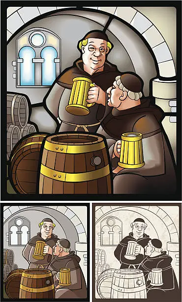 Vector illustration of monks_with_beer