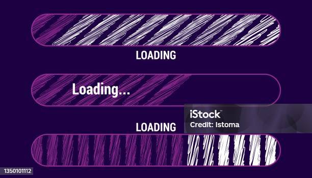 Loading Badge Loading Sign Doodle Navy Blue Background Progress Loading Bar Load ...