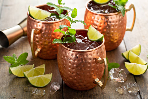istock Traditional Moscow Mule in classic copper mugs 1350102752