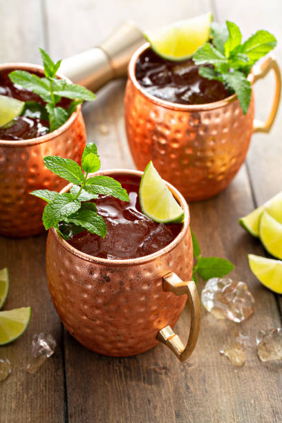 istock Traditional Moscow Mule in classic copper mugs 1350102758